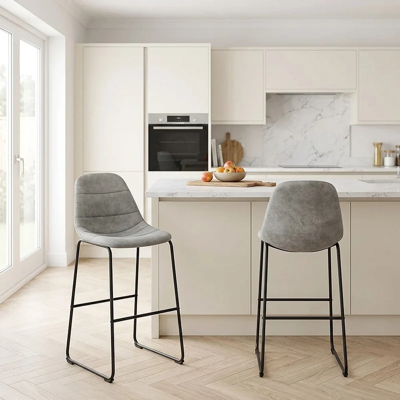 Tabouret de Bar Faux Daim - Platina Gris