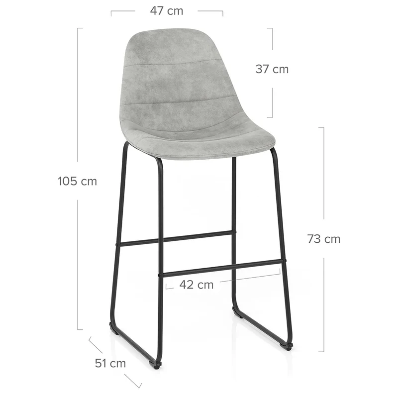 Tabouret de Bar Faux Daim - Platina Gris