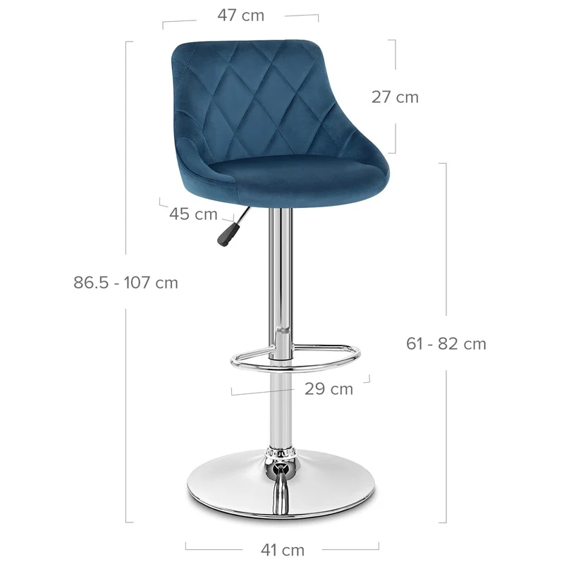 Tabouret de Bar Velours - Stitch Bleu