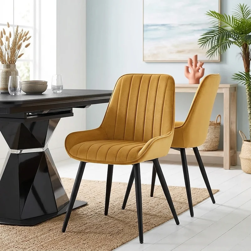 Chaise Velours - Mustang Jaune