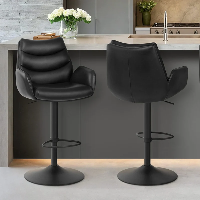 Tabouret Cuir Véritable - Madrid Noir