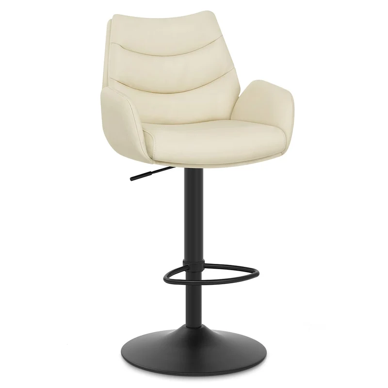 Tabouret Cuir Véritable - Madrid Crème