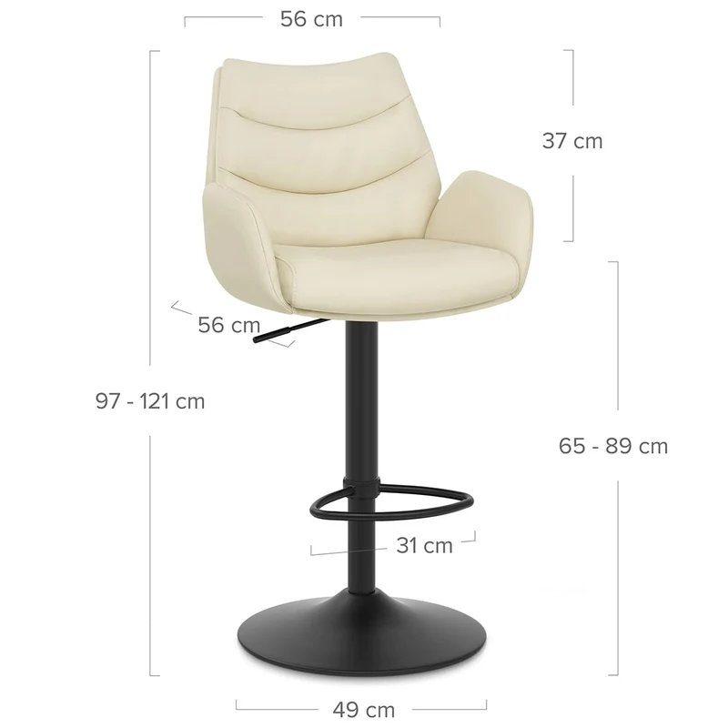 Tabouret Cuir Véritable - Madrid Crème