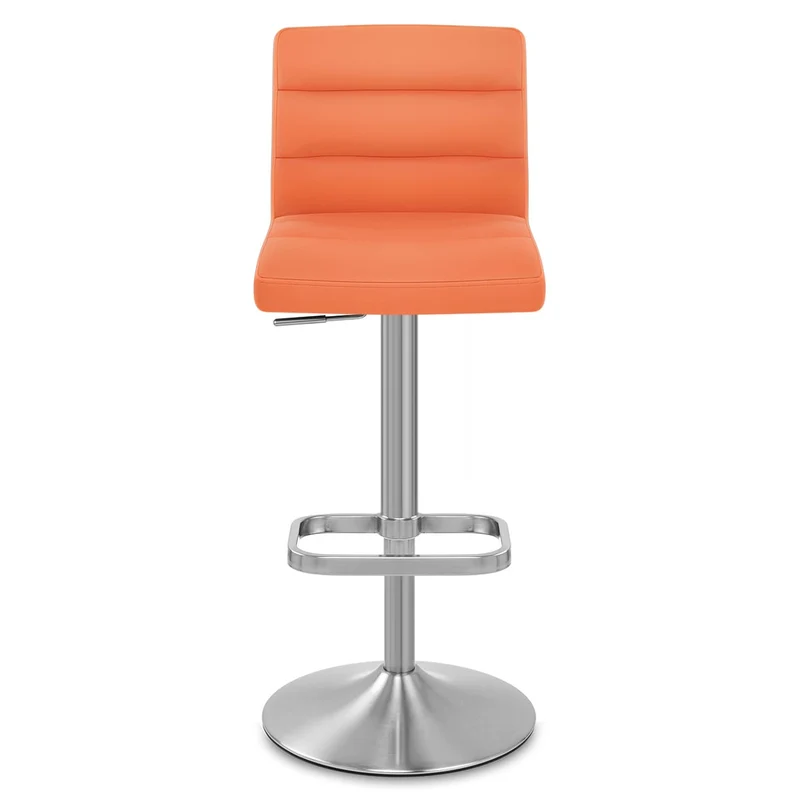 Chaise de Bar Faux Cuir Chrome Brossé - Lush Orange