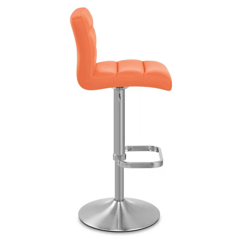 Chaise de Bar Faux Cuir Chrome Brossé - Lush Orange