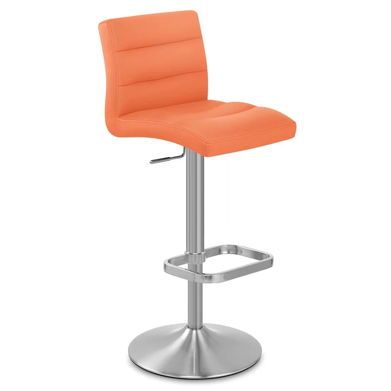 Chaise de Bar Faux Cuir Chrome Brossé - Lush Orange