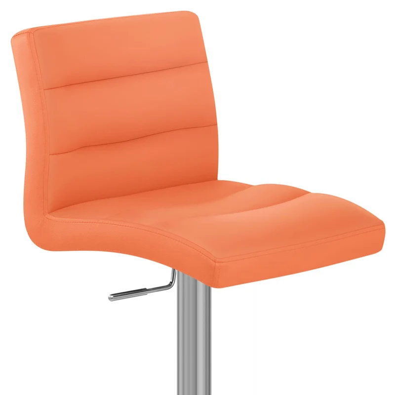 Chaise de Bar Faux Cuir Chrome Brossé - Lush Orange