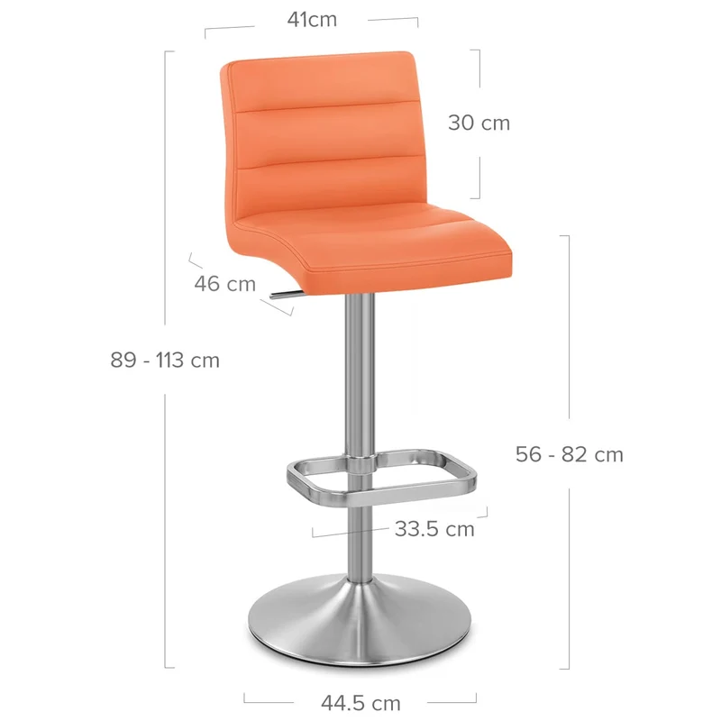 Chaise de Bar Faux Cuir Chrome Brossé - Lush Orange