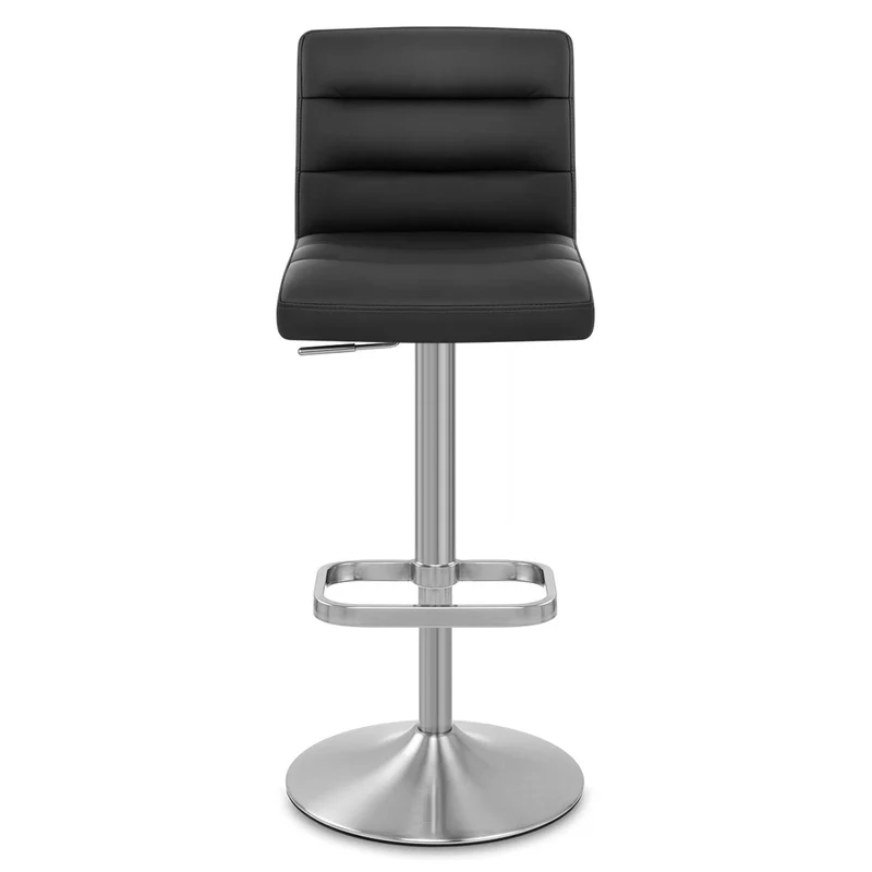 Chaise de Bar Faux Cuir Chrome Brossé - Lush Noir