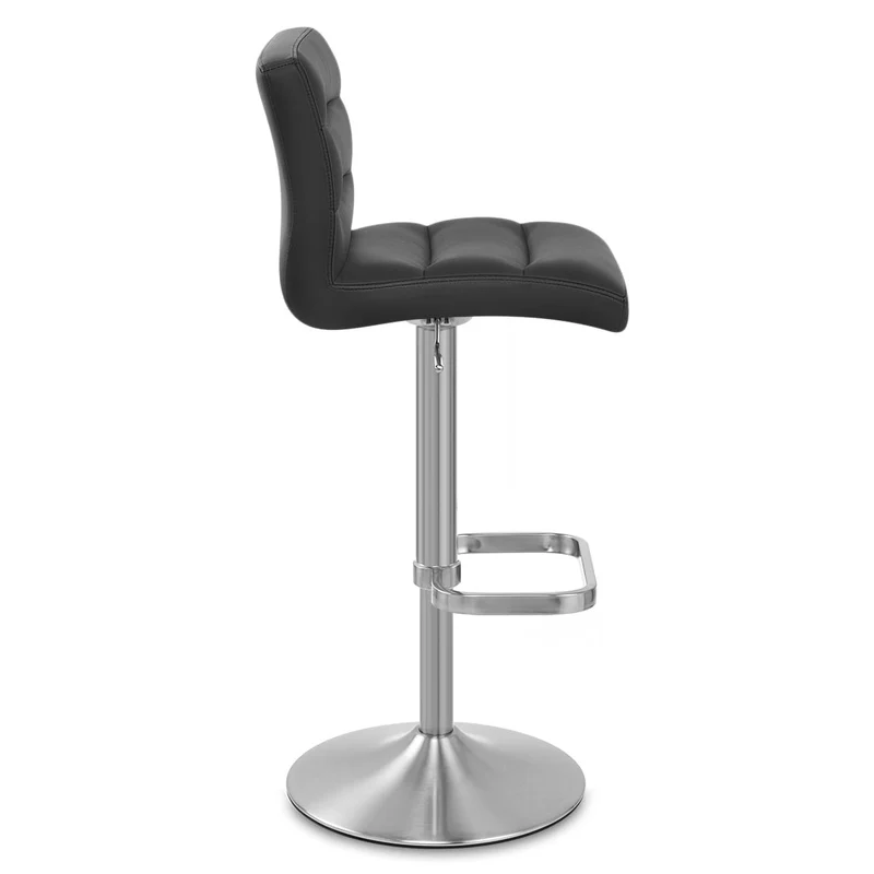 Chaise de Bar Faux Cuir Chrome Brossé - Lush Noir