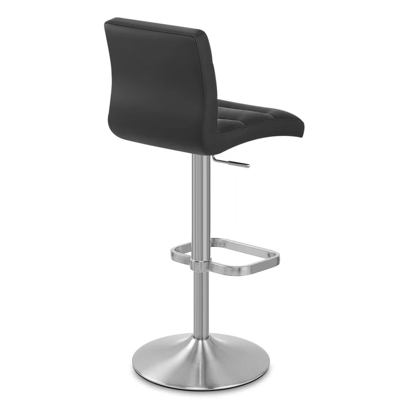 Chaise de Bar Faux Cuir Chrome Brossé - Lush Noir