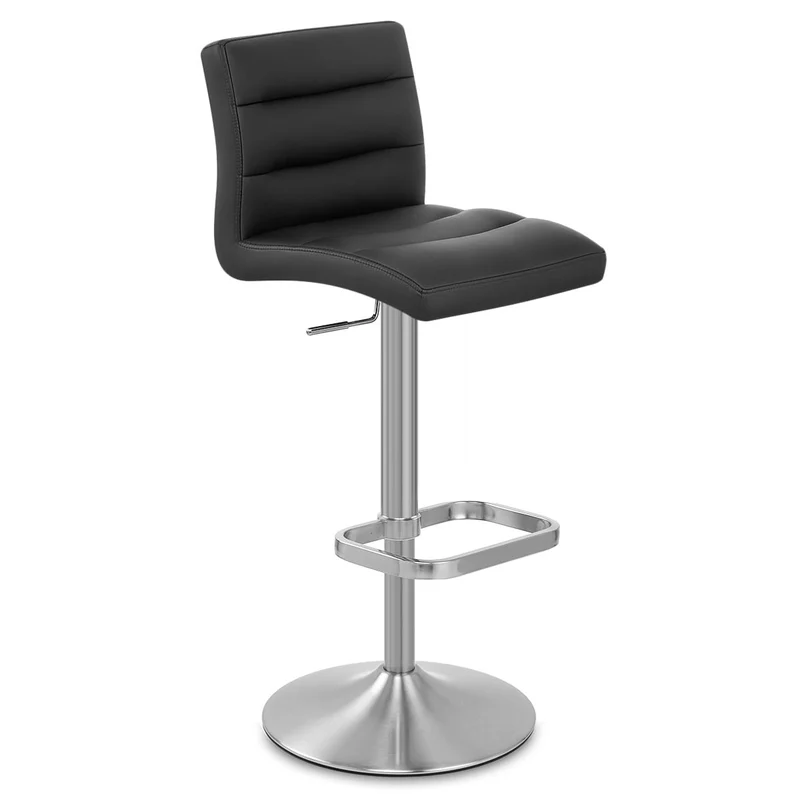 Chaise de Bar Faux Cuir Chrome Brossé - Lush Noir