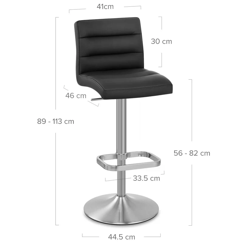 Chaise de Bar Faux Cuir Chrome Brossé - Lush Noir