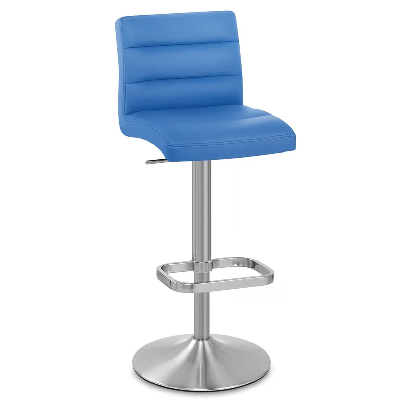 Chaise de Bar Faux Cuir Chrome Brossé - Lush Bleu