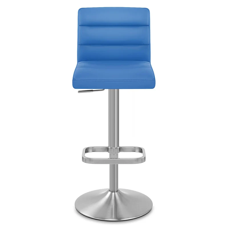 Chaise de Bar Faux Cuir Chrome Brossé - Lush Bleu