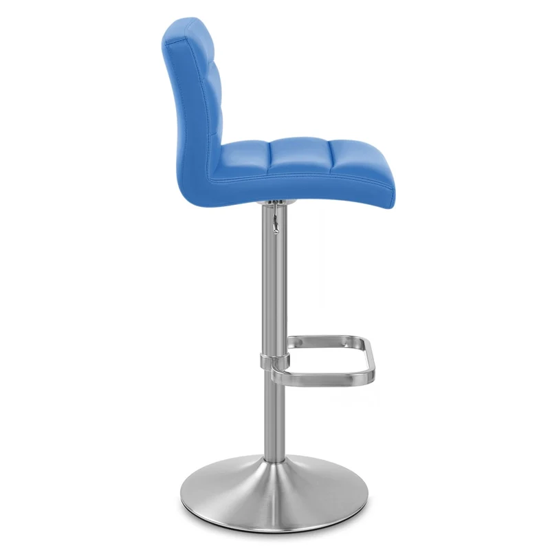Chaise de Bar Faux Cuir Chrome Brossé - Lush Bleu