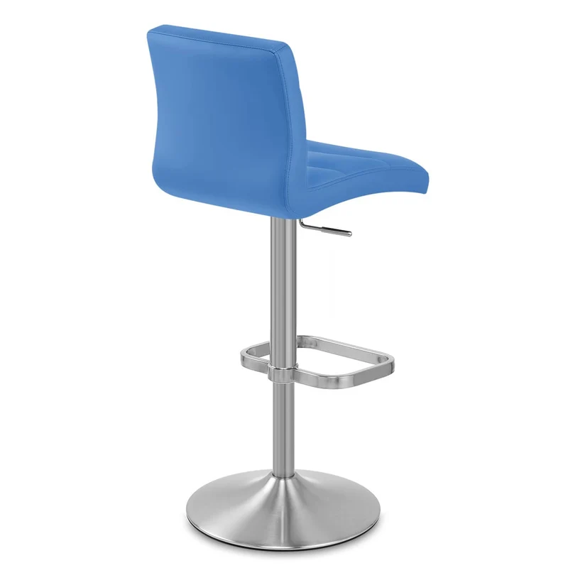 Chaise de Bar Faux Cuir Chrome Brossé - Lush Bleu