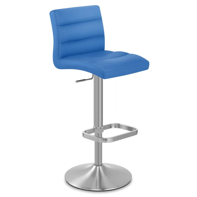 Chaise de Bar Faux Cuir Chrome Brossé - Lush Bleu