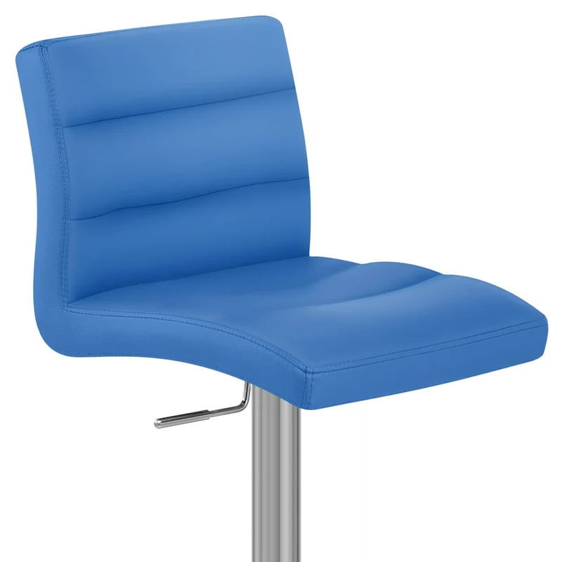 Chaise de Bar Faux Cuir Chrome Brossé - Lush Bleu
