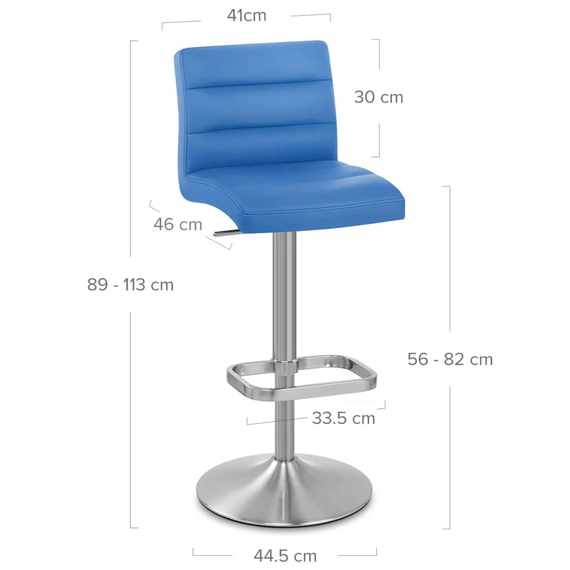Chaise de Bar Faux Cuir Chrome Brossé - Lush Bleu