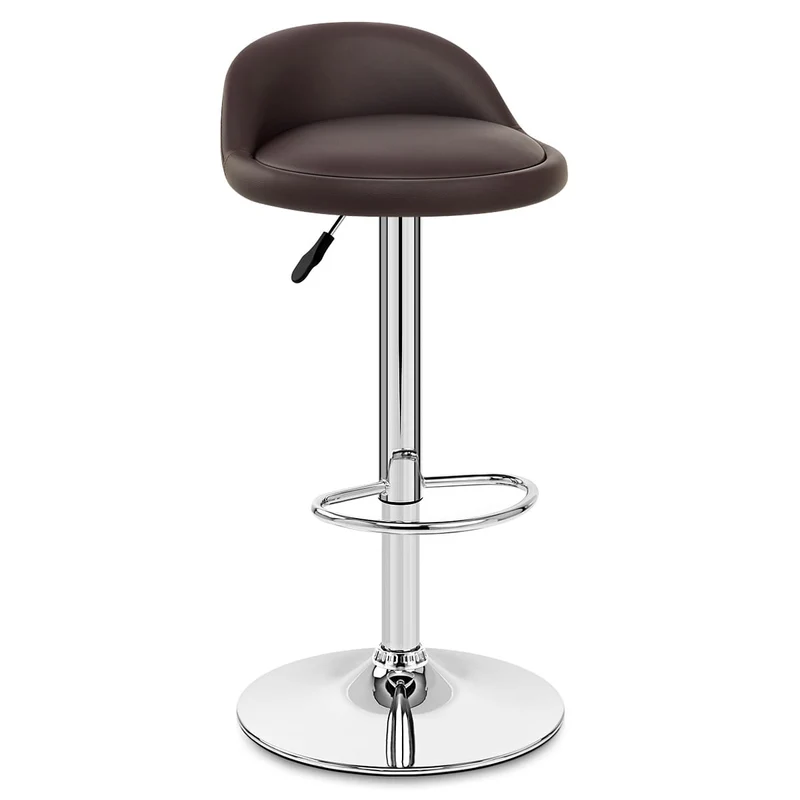 Chaise de Bar Cuir Chrome - Lulu Marron