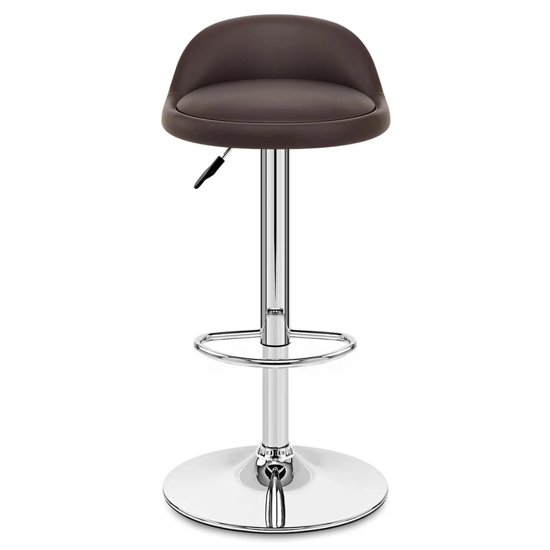 Chaise de Bar Cuir Chrome - Lulu Marron