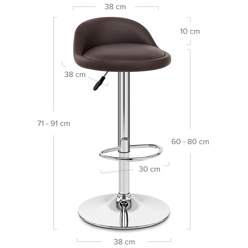 Chaise de Bar Cuir Chrome - Lulu Marron