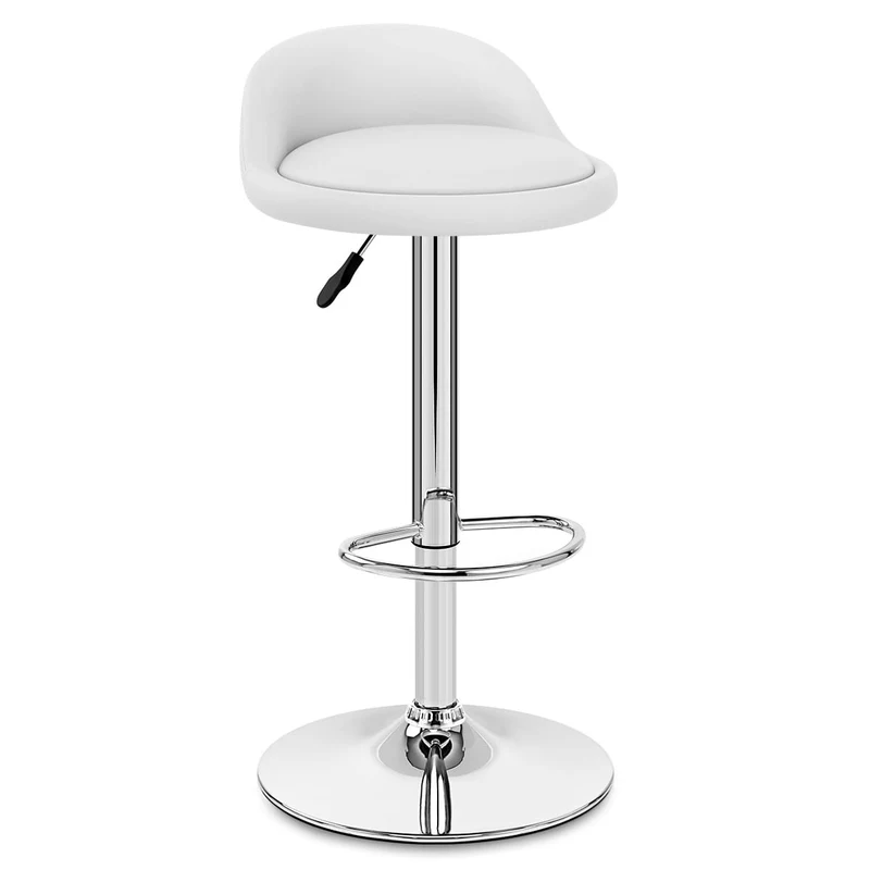 Chaise de Bar Cuir Chrome - Lulu Blanc