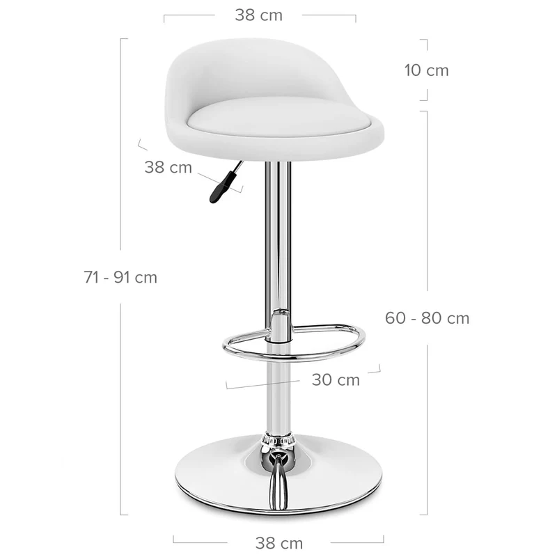 Chaise de Bar Cuir Chrome - Lulu Blanc