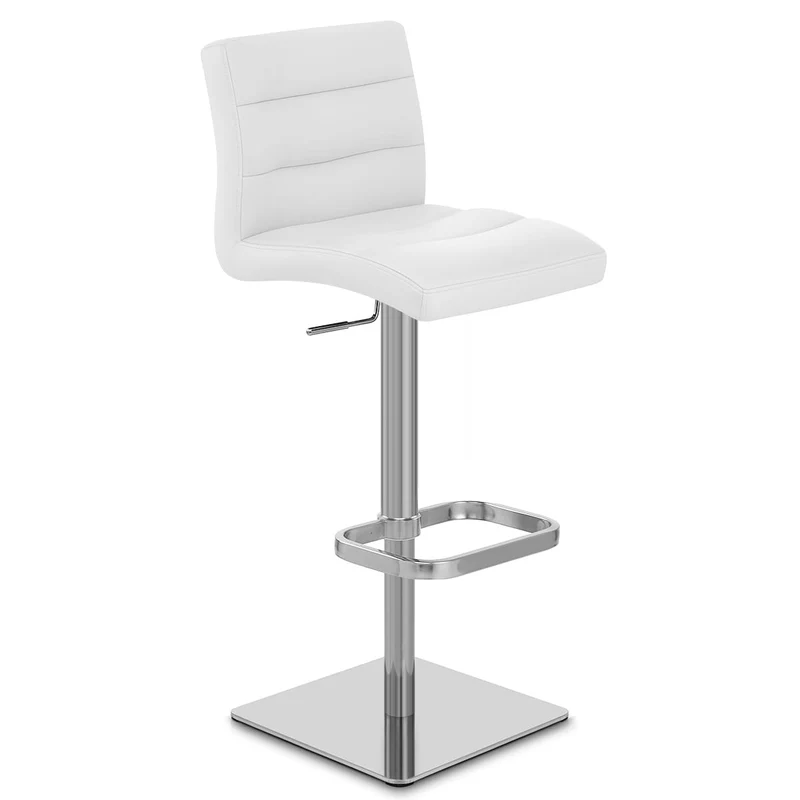 Chaise de Bar Cuir Chrome Brossé - Lush Blanc