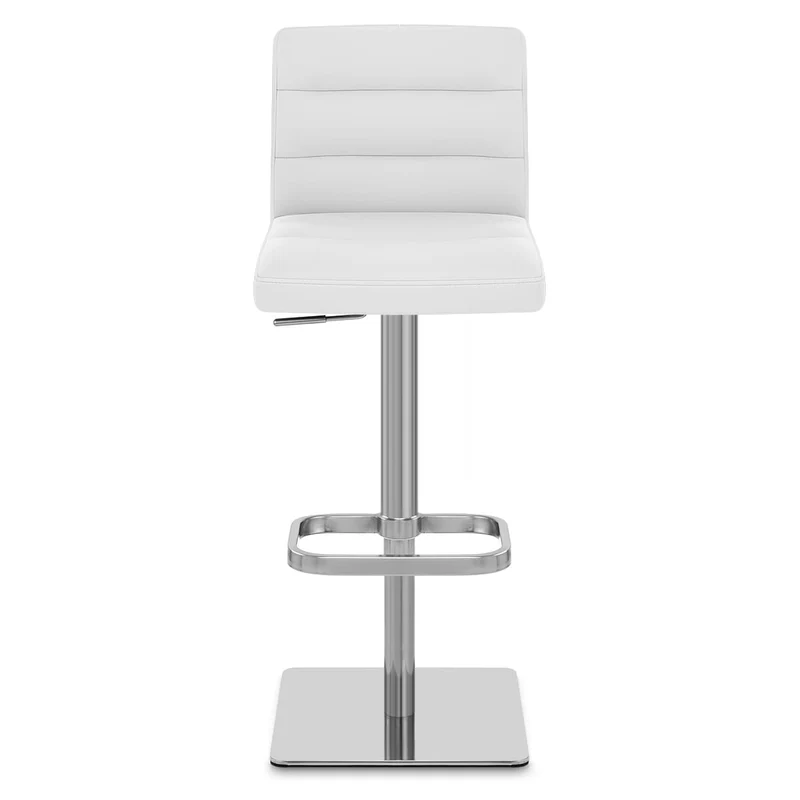 Chaise de Bar Cuir Chrome Brossé - Lush Blanc