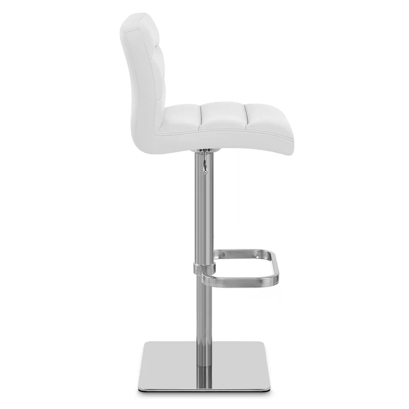 Chaise de Bar Cuir Chrome Brossé - Lush Blanc