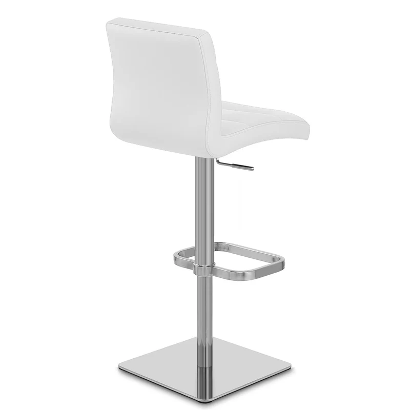 Chaise de Bar Cuir Chrome Brossé - Lush Blanc