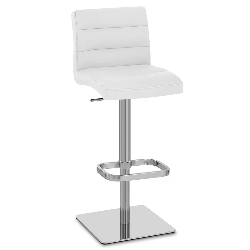 Chaise de Bar Cuir Chrome Brossé - Lush Blanc