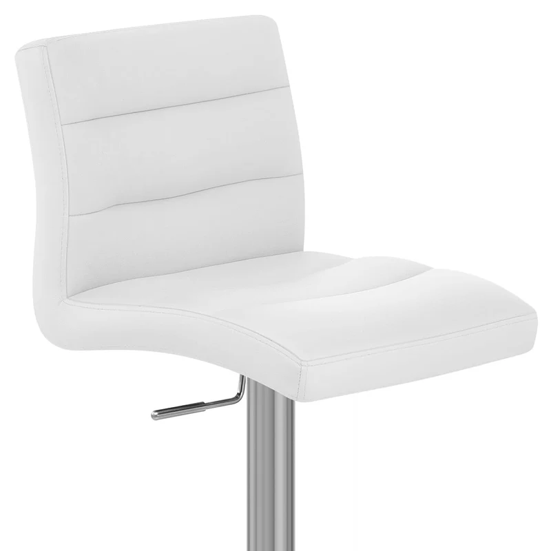 Chaise de Bar Cuir Chrome Brossé - Lush Blanc