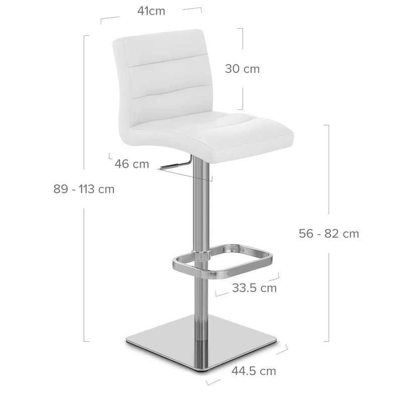 Chaise de Bar Cuir Chrome Brossé - Lush Blanc