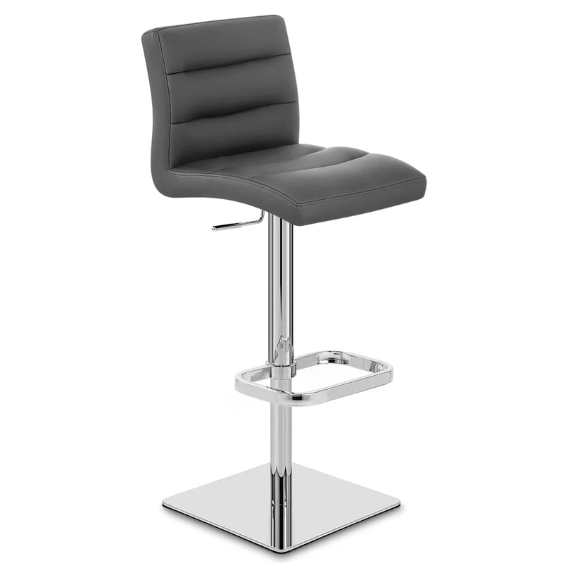 Chaise de Bar Cuir Chrome - Lush Gris