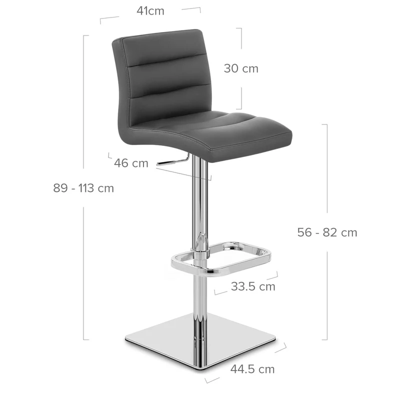 Chaise de Bar Cuir Chrome - Lush Gris