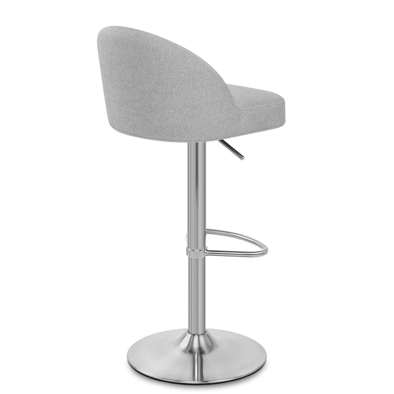 Tabouret de Bar Tissu Chrome Brossé - Mimi Gris