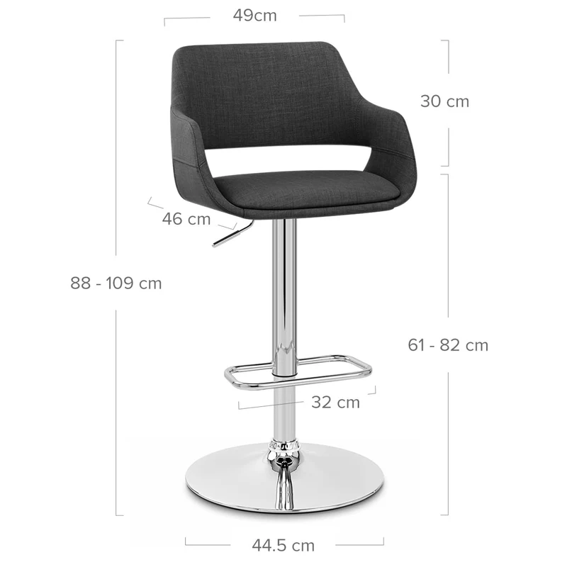 Chaise de bar Chrome Tissu - Nuevo Gris Foncé