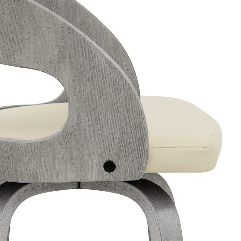 Chaise de bar Bois Gris Faux Cuir - Alicia Crème