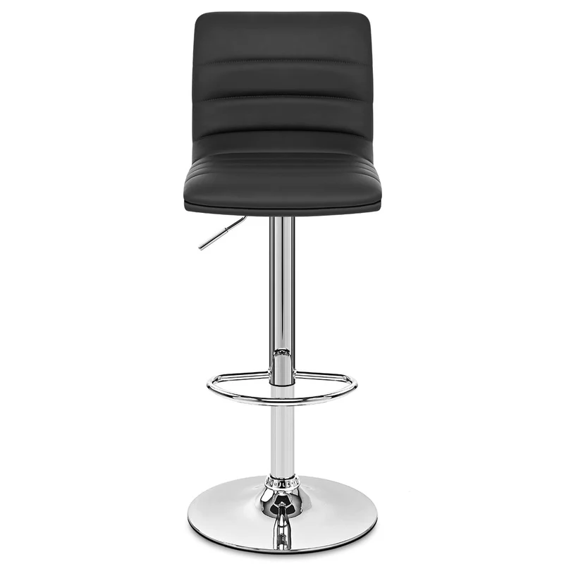 Chaise de Bar Faux Cuir Chrome - Linear Noir