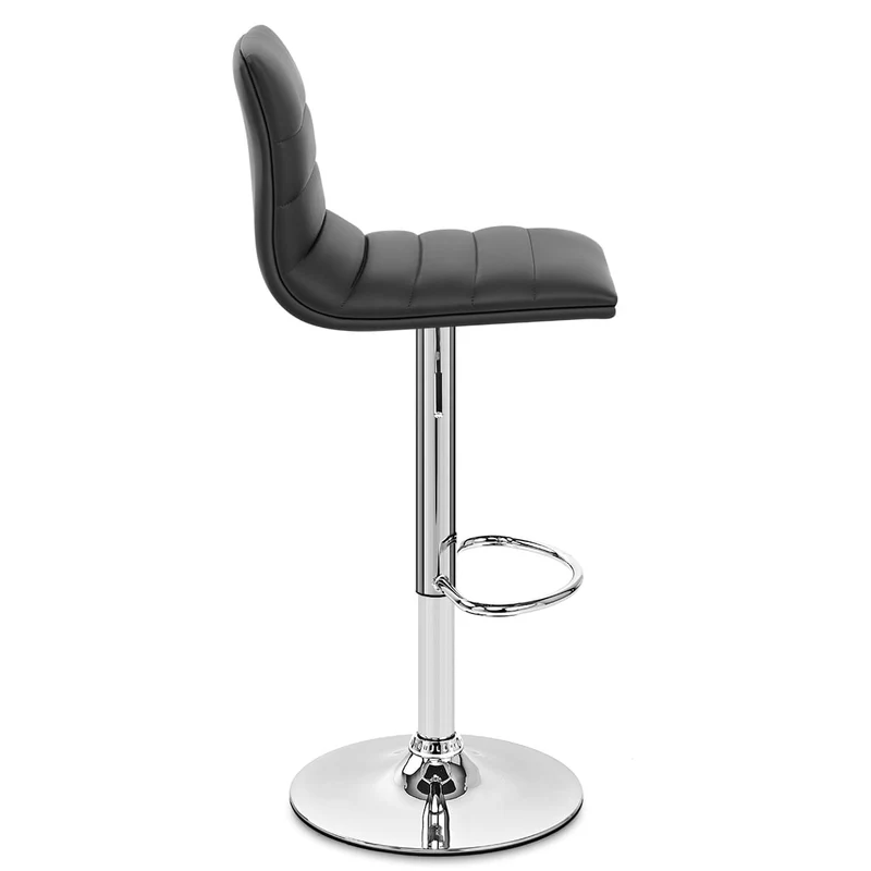 Chaise de Bar Faux Cuir Chrome - Linear Noir