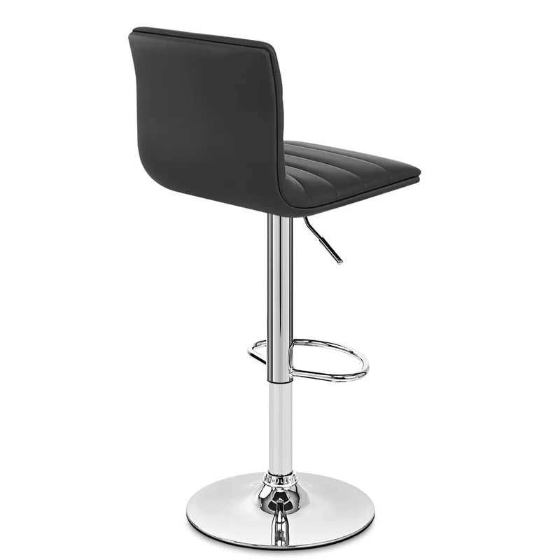 Chaise de Bar Faux Cuir Chrome - Linear Noir