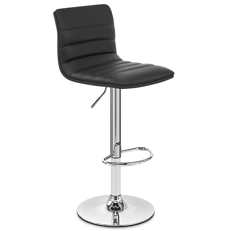 Chaise de Bar Faux Cuir Chrome - Linear Noir