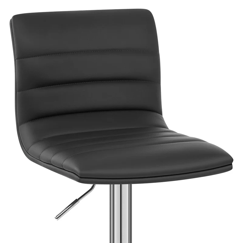 Chaise de Bar Faux Cuir Chrome - Linear Noir