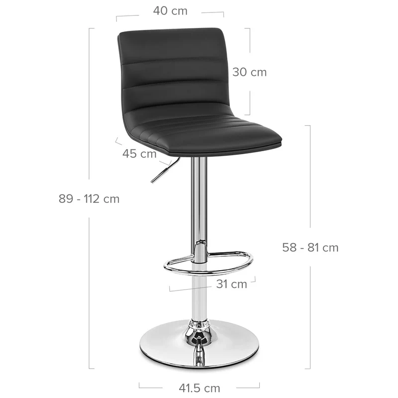 Chaise de Bar Faux Cuir Chrome - Linear Noir
