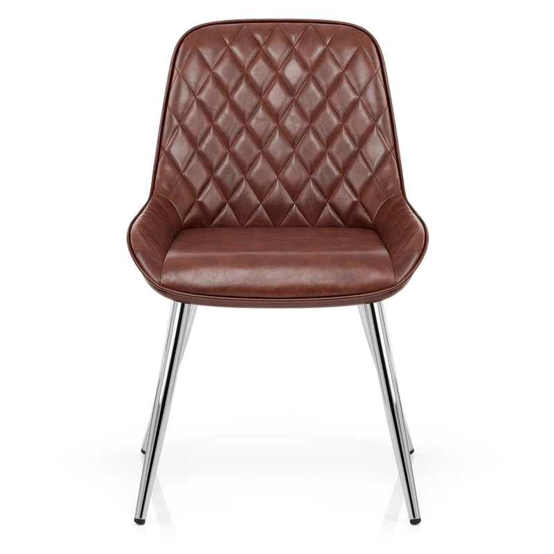 Chaise Faux Cuir Antique Chrome - Lincoln Marron