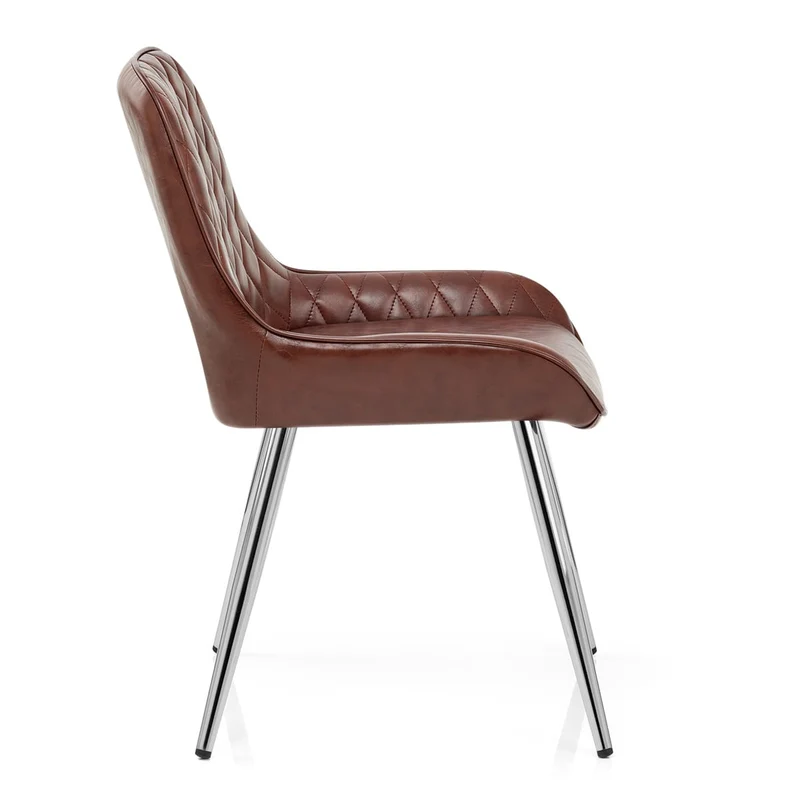 Chaise Faux Cuir Antique Chrome - Lincoln Marron