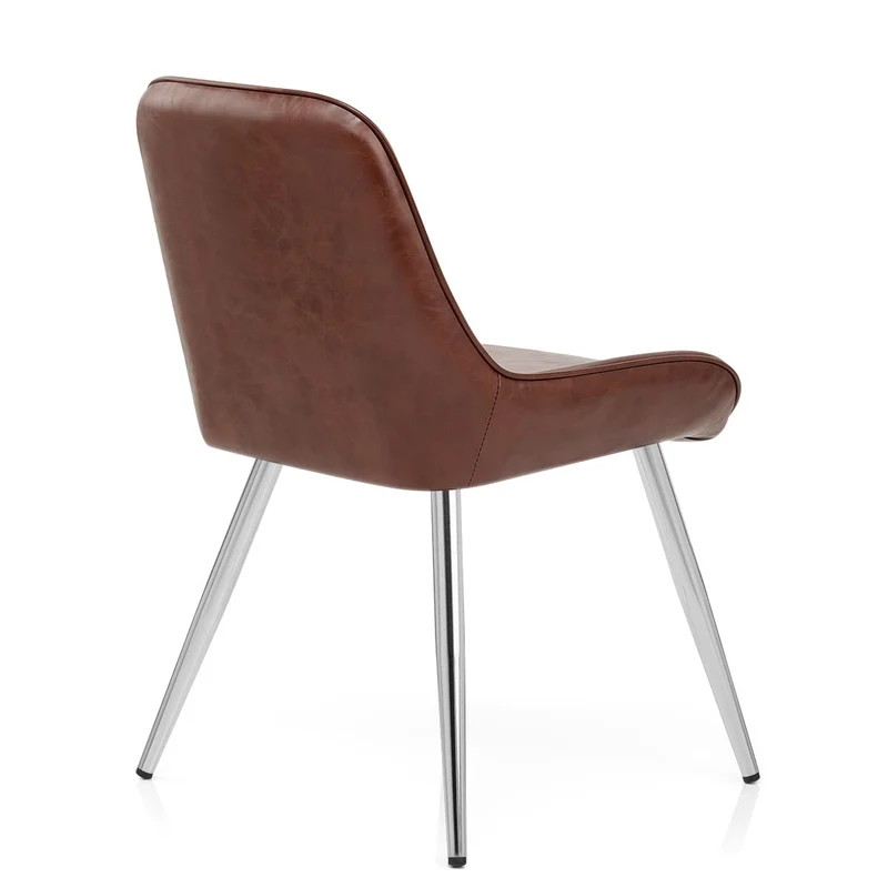 Chaise Faux Cuir Antique Chrome - Lincoln Marron